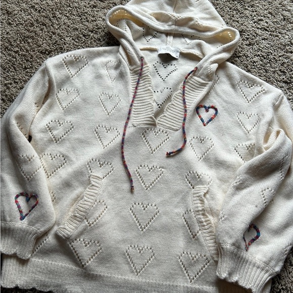 Luminary Lifestyle | Hooded Knit Rainbow Meara Heart Sweater - Picture 2 of 8